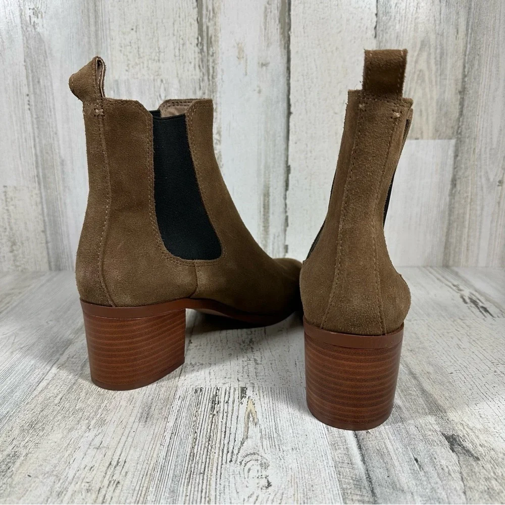 Steve Madden Ankle Boots Women's 10 Rhiannon Chelsea Brown Suede Block Heel